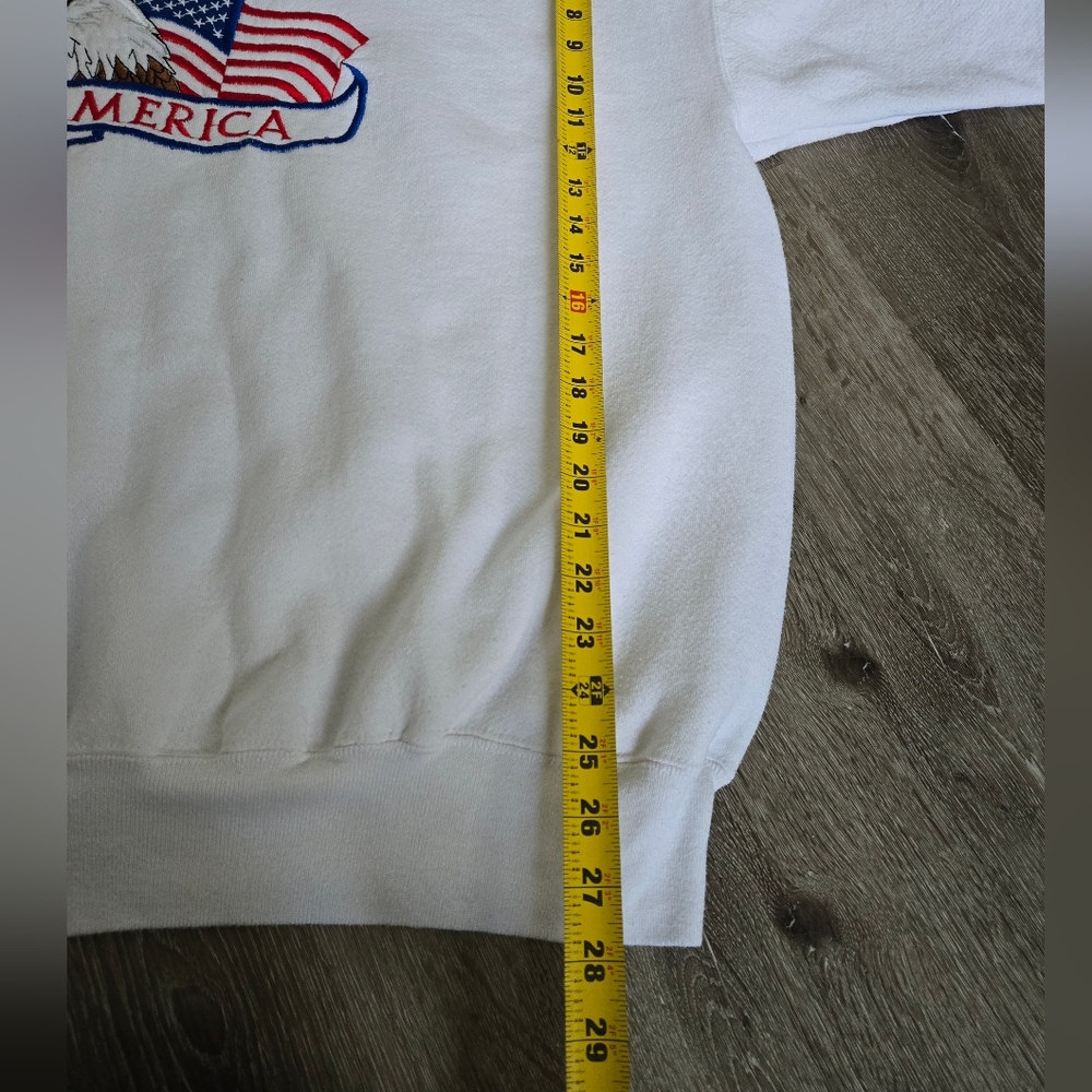BWear 90s USA Embroidered Eagle America Patriot White Sweatshirt Size 2XL - Picture 15 of 16